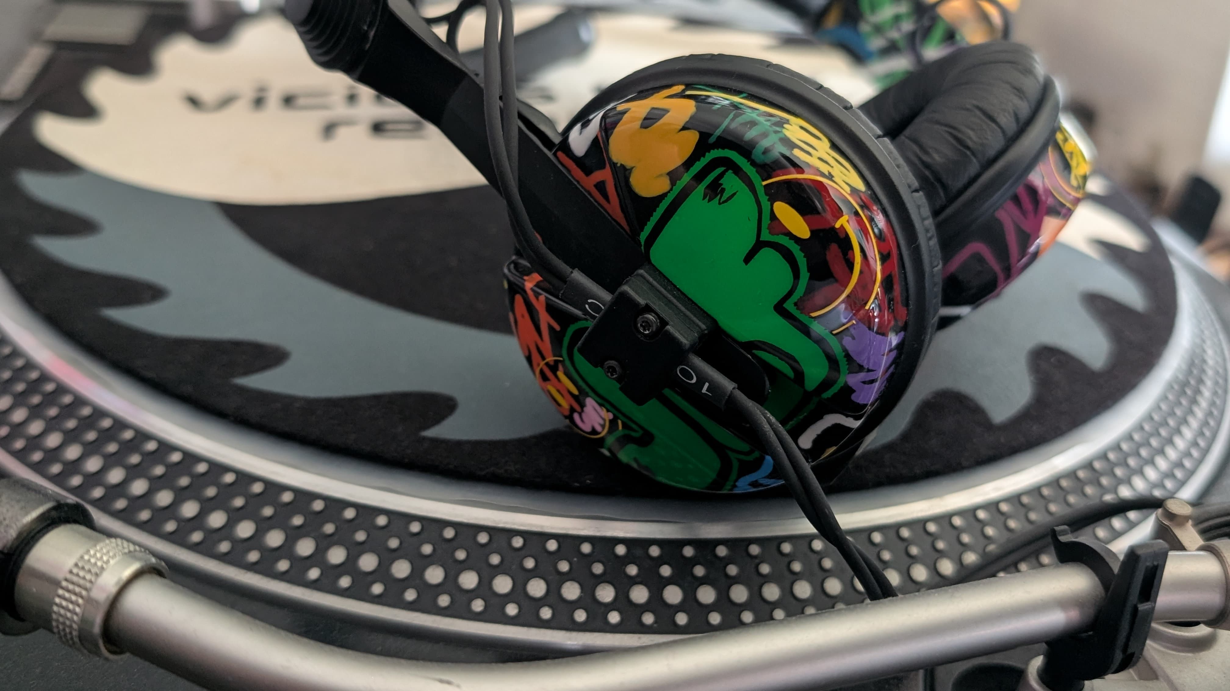 JLF Custom Graffiti Sennheiser HD25 Headphones with Lime Green JLF